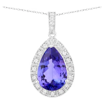 Pre-owned 1stdibs Tanzanite Pendant Necklace Diamonds 3.12 Carats 14k White Gold