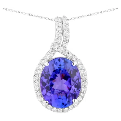 Pre-owned 1stdibs Tanzanite Pendant Necklace Diamonds 3.2 Carats 14k White Gold