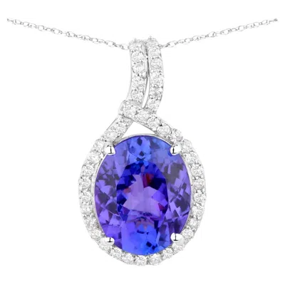 Pre-owned 1stdibs Tanzanite Pendant Necklace Diamonds 3.2 Carats 14k White Gold