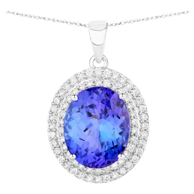 Pre-owned 1stdibs Tanzanite Pendant Necklace Diamonds 3.88 Carats 14k White Gold
