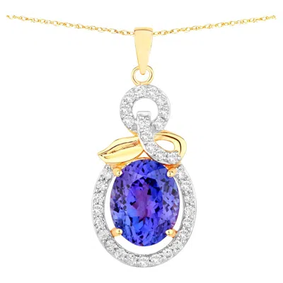 Pre-owned 1stdibs Tanzanite Pendant Necklace Diamonds 3.9 Carats 14k Yellow Gold