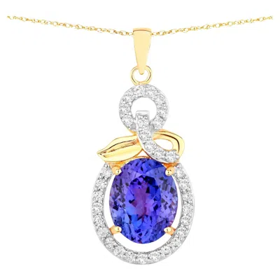 Pre-owned 1stdibs Tanzanite Pendant Necklace Diamonds 3.9 Carats 14k Yellow Gold
