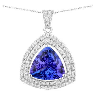 Pre-owned 1stdibs Tanzanite Pendant Necklace Diamonds 3.92 Carats 14k White Gold