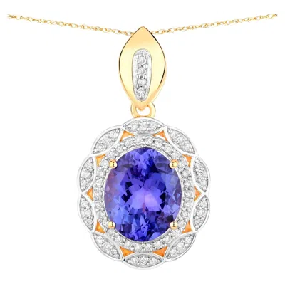 Pre-owned 1stdibs Tanzanite Pendant Necklace Diamonds 4.12 Carats 14k Yellow Gold