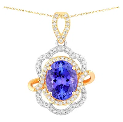 Pre-owned 1stdibs Tanzanite Pendant Necklace Diamonds 4.6 Carats 14k Gold In Multi