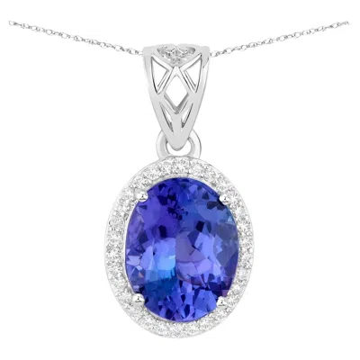 Pre-owned 1stdibs Tanzanite Pendant Necklace With Diamond Halo 2.8 Carats Total 14k Gold In Multi