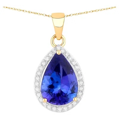 Pre-owned 1stdibs Tanzanite Pendant Necklace With Diamond Halo 3.2 Carats Total 14k Gold In Multi
