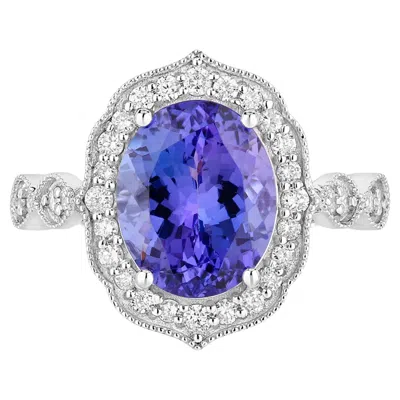 Pre-owned 1stdibs Tanzanite Ring Diamonds 3.82 Carats 14k White Gold