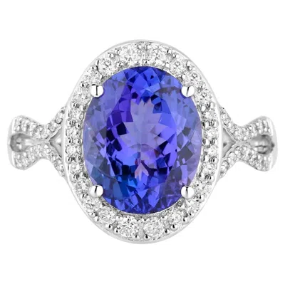 Pre-owned 1stdibs Tanzanite Ring Diamonds 4.1 Carats 14k White Gold