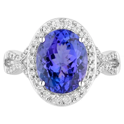 Pre-owned 1stdibs Tanzanite Ring Diamonds 4.1 Carats 14k White Gold