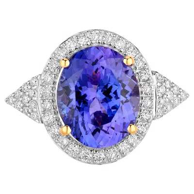 Pre-owned 1stdibs Tanzanite Ring Diamonds 4.12 Carats 14k Yellow Gold