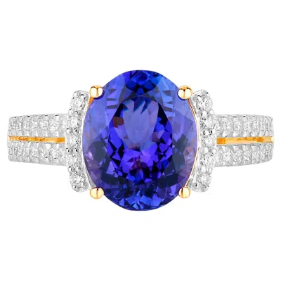 Pre-owned 1stdibs Tanzanite Ring Diamonds 4.18 Carats 14k Yellow Gold