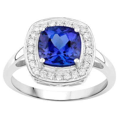 Pre-owned 1stdibs Tanzanite Ring With Diamond Halo 2.26 Carats 14k White Gold