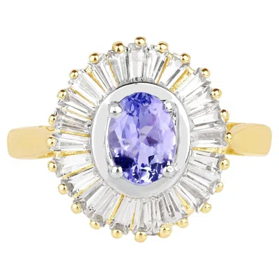 Pre-owned 1stdibs Tanzanite Ring With White Topaz 2.12 Carats Gold Plated Silver