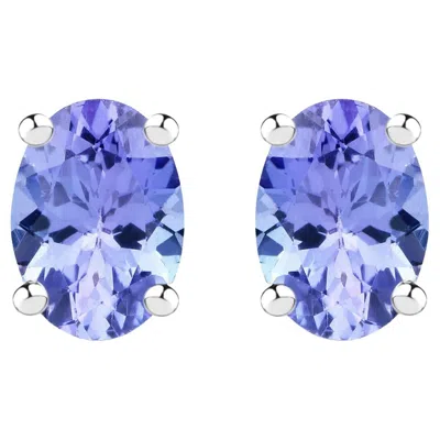 Pre-owned 1stdibs Tanzanite Solitaire Stud Earrings 1.4 Carats Rhodium Plated Silver In Multi