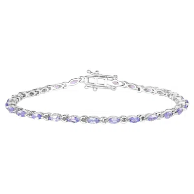 Pre-owned 1stdibs Tanzanite Tennis Bracelet 3.75 Carats Sterling Silver In Multi