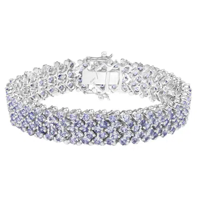 Pre-owned 1stdibs Tanzanite Tennis Bracelet Round Cut 14.70 Carats Sterling Silver In Multi
