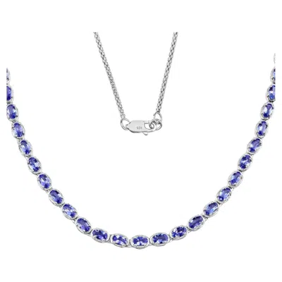 Pre-owned 1stdibs Tanzanite Tennis Necklace 10 Carats Sterling Silver In Multi