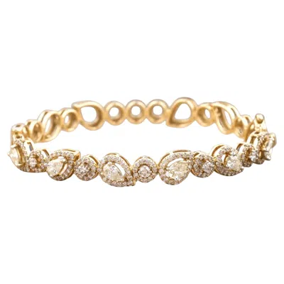 Pre-owned 1stdibs Teardrop Cluster Natural Diamond Link Bracelet In 14k Solid Gold (certified) In Multi