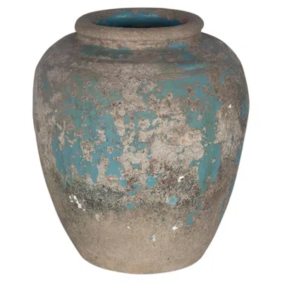 Pre-owned 1stdibs Terra Cotta Pot With Distressed Finish In Gray