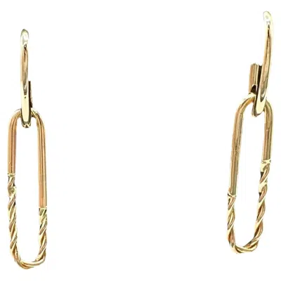 Pre-owned 1stdibs Textured Link Dangle Earrings 14kt Yellow Gold Push Back New