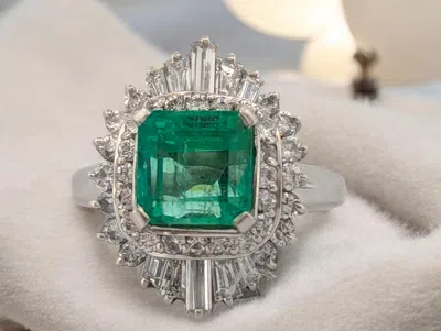 Pre-owned 1stdibs Thekla Platinum Ring With 2.52 Ct Gia Certified Natural Colombian Emerald In Green