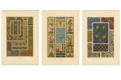 Pre-owned 1stdibs Three Medieval & Renaissance Ornament Plates By Albert Racinet, 1873 In Sand
