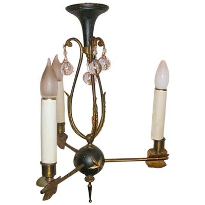 Pre-owned 1stdibs Three-light Empire Bronze Chandelier In Sand