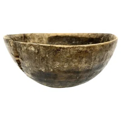 Pre-owned 1stdibs Timeworn Utilitarian African Wood Bowl With Old Repairs In Brown
