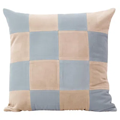 Pre-owned 1stdibs Topazio Blue And Cappuccino Velvet Deluxe Handmade Decorative Cushion
