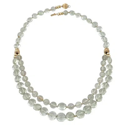 Pre-owned 1stdibs Transparent Mint Green Prasiolite Double Strand Necklace, 14k Gold Filled