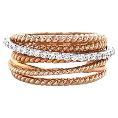 Pre-owned 1stdibs Twist Natural Diamond Broad Band Ring In 14k Solid Gold (certified) In Multi