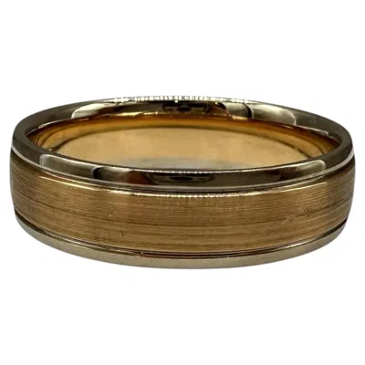Pre-owned 1stdibs Two Tone Gent Band Ring 14kt Gold Size 10 6mm Estate In Multi