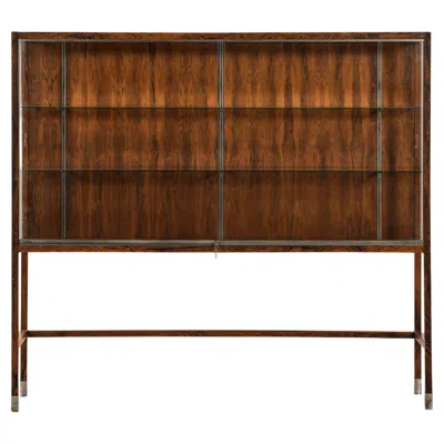 Pre-owned 1stdibs Unique And Large Display Cabinet In Rosewood, Steel And Glass, 1960's In Brown