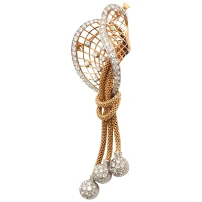 Pre-owned 1stdibs Unique Diamond Gold Platinum Brooch In Multi