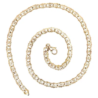 Pre-owned 1stdibs Unique Italian 14k Yellow Gold 20" 6.6mm Wide Dollar Sign Link Chain Necklace