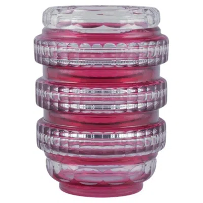 Pre-owned 1stdibs Val St. Lambert, Belgium. Large And Impressive Faceted Vase In Crystal Glass. In Pink