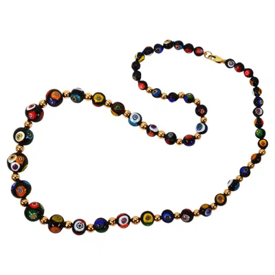 Pre-owned 1stdibs Venetian Glass Bead Necklace With 14k Gold Accents In Multi
