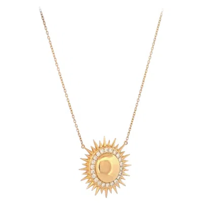 Pre-owned 1stdibs Veridian Sun Pendant Necklace, 18k Yellow Gold With Natural Round Prong Set