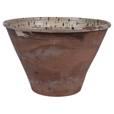Pre-owned 1stdibs Very Large Colorful Glazed Earthenware Passata Bowl In Brown