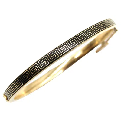 Pre-owned 1stdibs Victorian 14k Gold Enameled Greek Key Pattern Bracelet In Multi