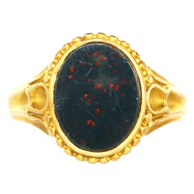 Pre-owned 1stdibs Victorian 18ct Gold Bloodstone Signet Ring With Decorated Shoulders In Multi