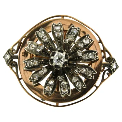 Pre-owned 1stdibs Victorian 18k Rose Gold & Silver Brooch With 0.60ct Diamonds, C. 1880 In Red