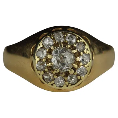 Pre-owned 1stdibs Victorian 18k Yellow Gold Old Mine-cut Diamond Cluster Ring
