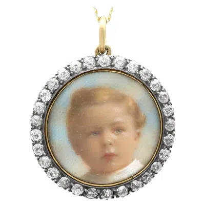 Pre-owned 1stdibs Victorian 2.32ct Diamond & 12k Gold Miniature Portrait Pendant, 1890 In Multi