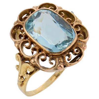 Pre-owned 1stdibs Victorian 3.00 Carat Aquamarine 14k Yellow Gold Ring
