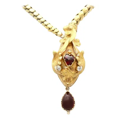 Pre-owned 1stdibs Victorian 3.06 Carat Garnet And Diamond Yellow Gold Snake Necklace