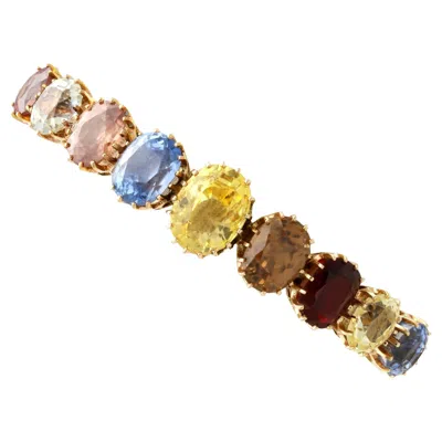 Pre-owned 1stdibs Victorian 9k Yellow Gold Multi-gemstone Bangle, Circa 1900, 32.82g