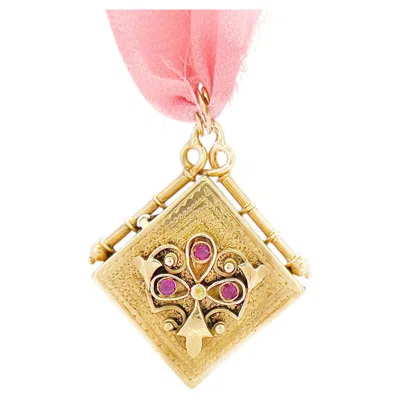 Pre-owned 1stdibs Victorian Antique 14k Gold Ruby Locket, Circa 1890s, Pendant In Multi