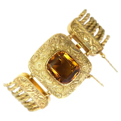 Pre-owned 1stdibs Victorian Antique 7.70ct Citrine Bracelet In 14/15ct Gold With Rope Chains In Multi